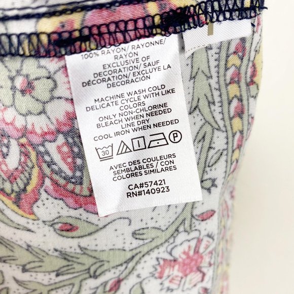 LOFT Navy Blue Floral Drawstring Midi Dress M - Picture 5 of 8